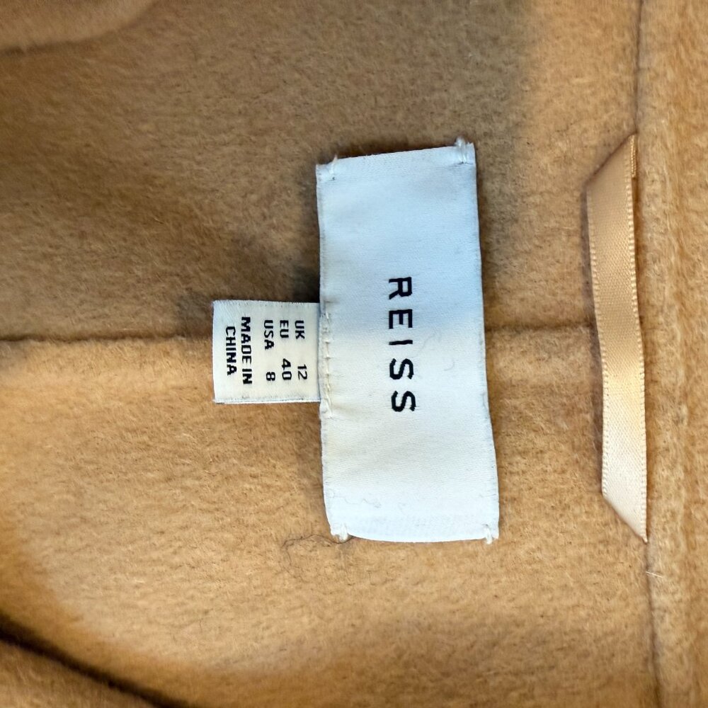 Reiss Brooks Belted Wool Blend Longline Coat Camel size 8 US - Picture 6 of 7